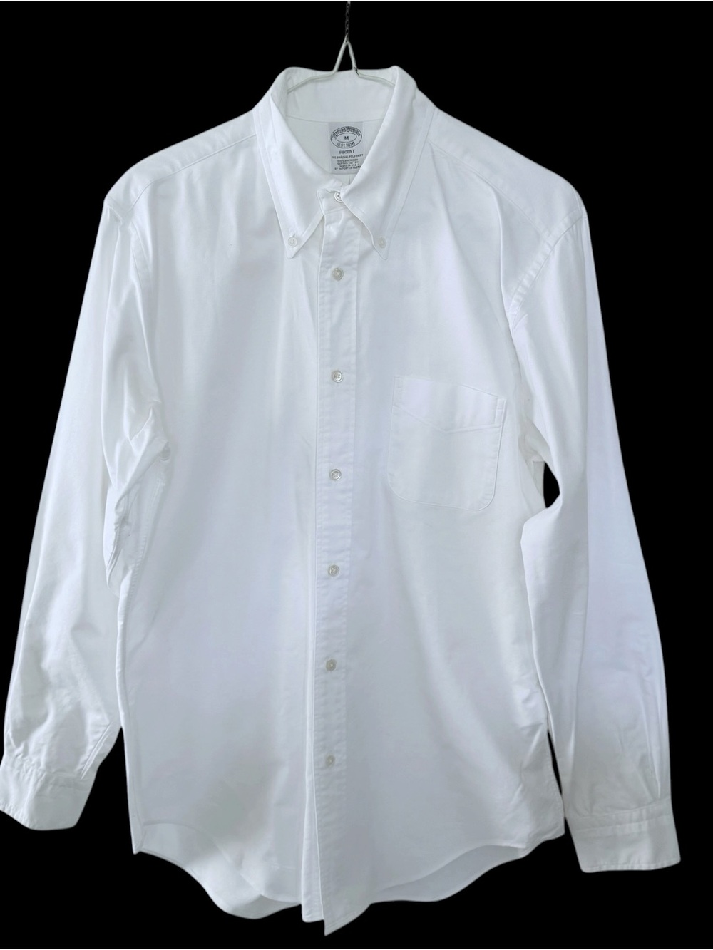 Brooks Brothers Mens M White Regent L/S Supima Cotton Button Down Shirt USA Made